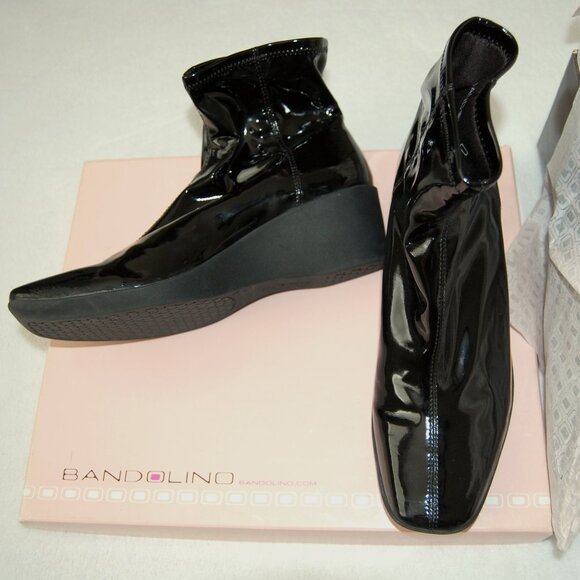 NIB Bandolino Black Patent Leather Boots, Women Size US 7.5 - Picture 2 of 11